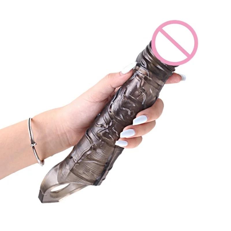 FXINBA 14-27cm Realistic Penis Sleeve Extender Cock Sleeve Dick Enlargement Delay Ejaculation Reusable Condom Men Sex Toys