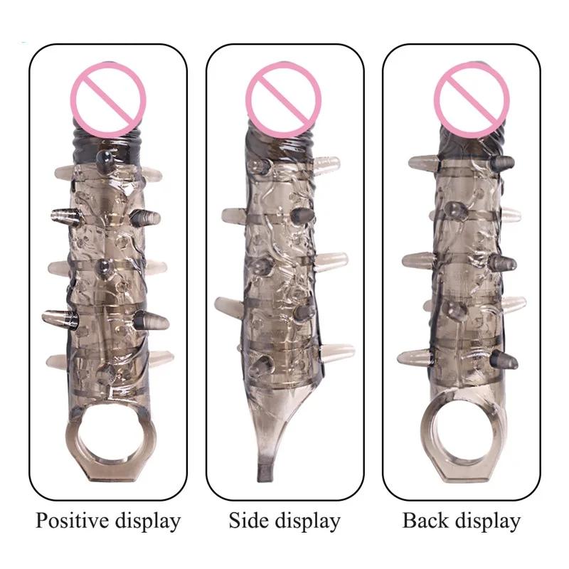 FXINBA 14-27cm Realistic Penis Sleeve Extender Cock Sleeve Dick Enlargement Delay Ejaculation Reusable Condom Men Sex Toys