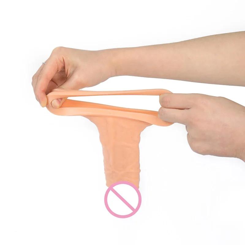 FXINBA 14-27cm Realistic Penis Sleeve Extender Cock Sleeve Dick Enlargement Delay Ejaculation Reusable Condom Men Sex Toys FXINBA 14-27cm Realistic Penis Sleeve Extender Cock Sleeve Dick Enlargement Delay Ejaculation Reusable Condom Men Sex Toys