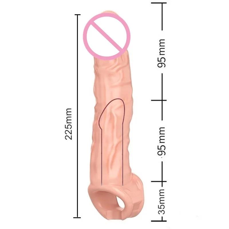 FXINBA 14-27cm Realistic Penis Sleeve Extender Cock Sleeve Dick Enlargement Delay Ejaculation Reusable Condom Men Sex Toys