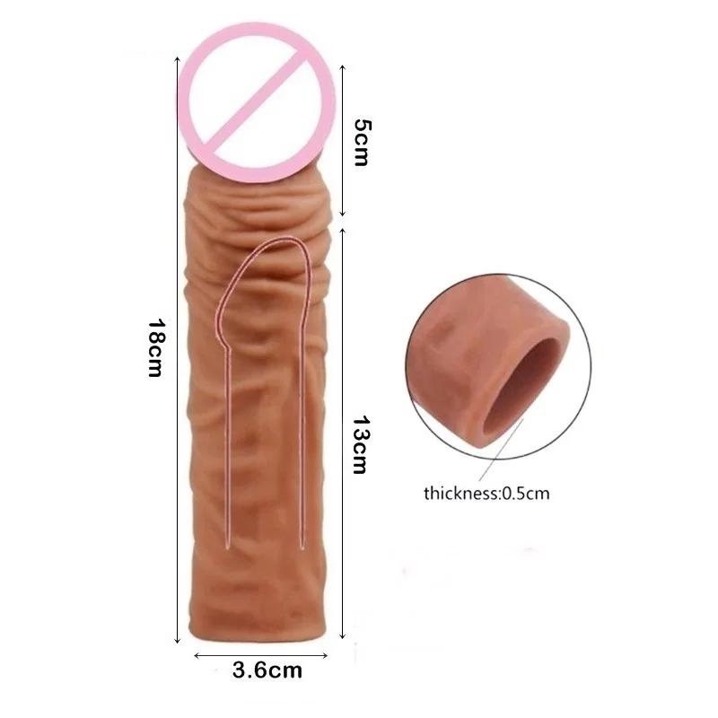 FXINBA 14-27cm Realistic Penis Sleeve Extender Cock Sleeve Dick Enlargement Delay Ejaculation Reusable Condom Men Sex Toys FXINBA 14-27cm Realistic Penis Sleeve Extender Cock Sleeve Dick Enlargement Delay Ejaculation Reusable Condom Men Sex Toys
