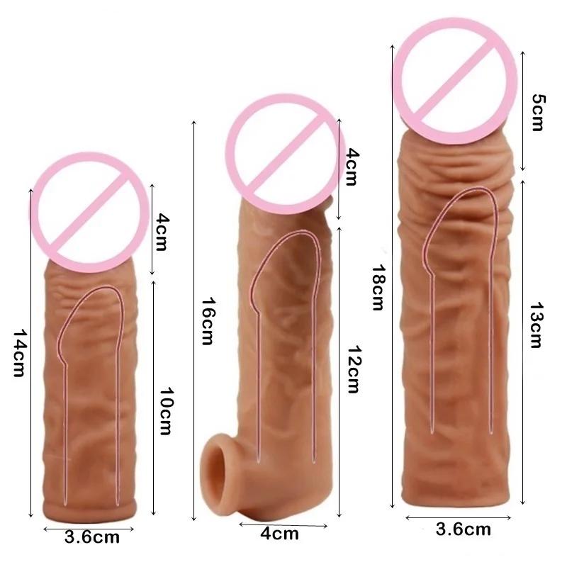 FXINBA 14-27cm Realistic Penis Sleeve Extender Cock Sleeve Dick Enlargement Delay Ejaculation Reusable Condom Men Sex Toys FXINBA 14-27cm Realistic Penis Sleeve Extender Cock Sleeve Dick Enlargement Delay Ejaculation Reusable Condom Men Sex Toys
