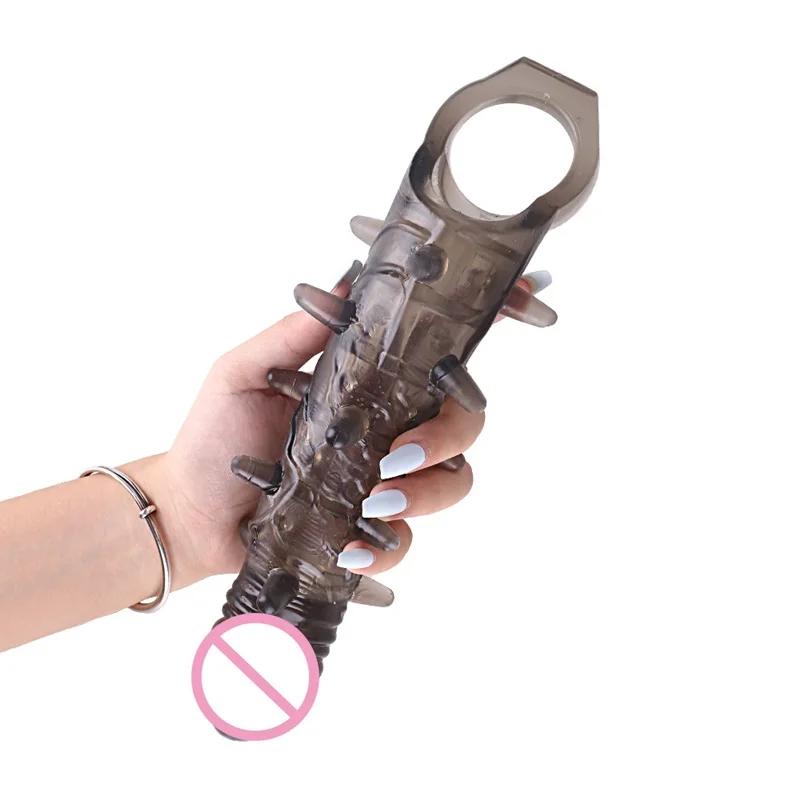FXINBA 14-27cm Realistic Penis Sleeve Extender Cock Sleeve Dick Enlargement Delay Ejaculation Reusable Condom Men Sex Toys