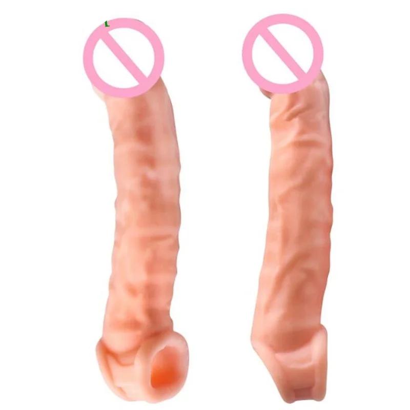 FXINBA New Realistic Penis Sleeve Extender Cock Sleeve Dick Enlargement Delay Ejaculation Reusable Condom Adult Sex Toys For Men
