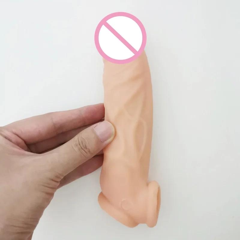 FXINBA New Realistic Penis Sleeve Extender Cock Sleeve Dick Enlargement Delay Ejaculation Reusable Condom Adult Sex Toys For Men