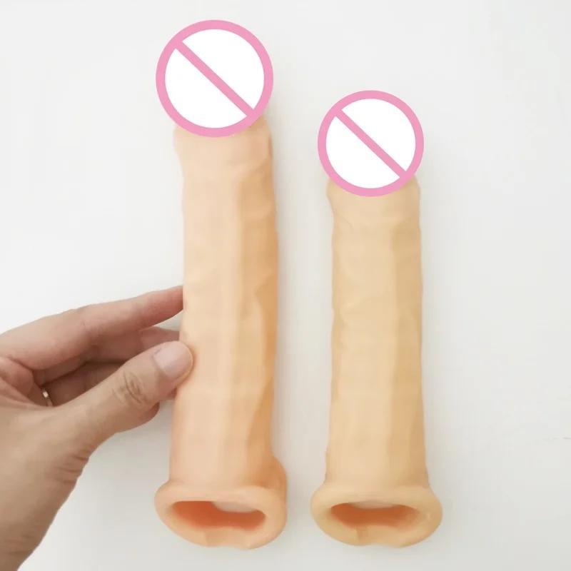 FXINBA New Realistic Penis Sleeve Extender Cock Sleeve Dick Enlargement Delay Ejaculation Reusable Condom Adult Sex Toys For Men