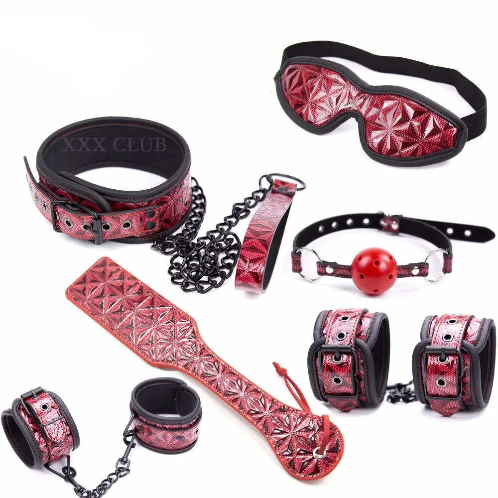Thierry Crimson/Black Tied Ultimate Bondage Kit,Blindfold, Ball Gag, Collar, Wrist and Ankle Cuffs, Paddle Spanking Sex Toys Thierry Crimson/Black Tied Ultimate Bondage Kit,Blindfold, Ball Gag, Collar, Wrist and Ankle Cuffs, Paddle Spanking Sex Toys